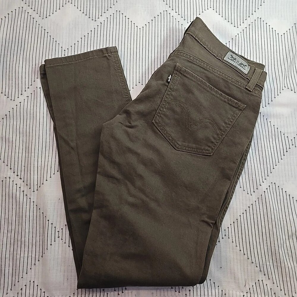 LEVI'S 524 Too Super Low Olive Green Denim Jeans Women's Size 30/32